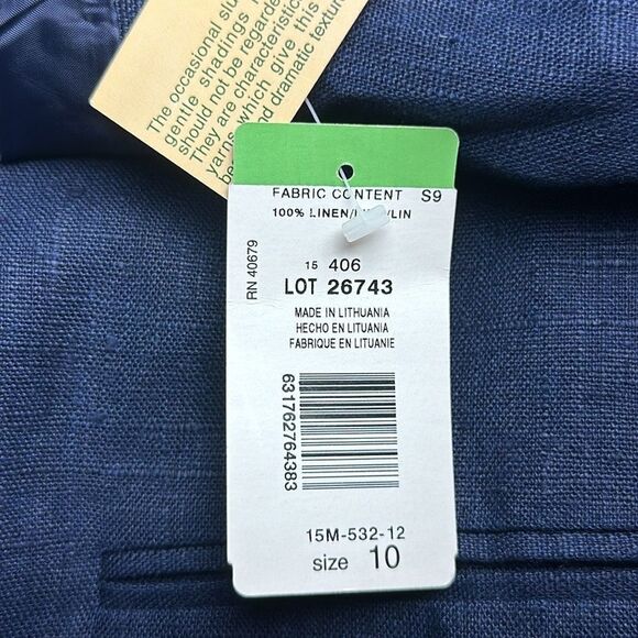 NWT Harve Benard Blue Linen Blazer Single Button Front  US 10 Vintage - Picture 12 of 12